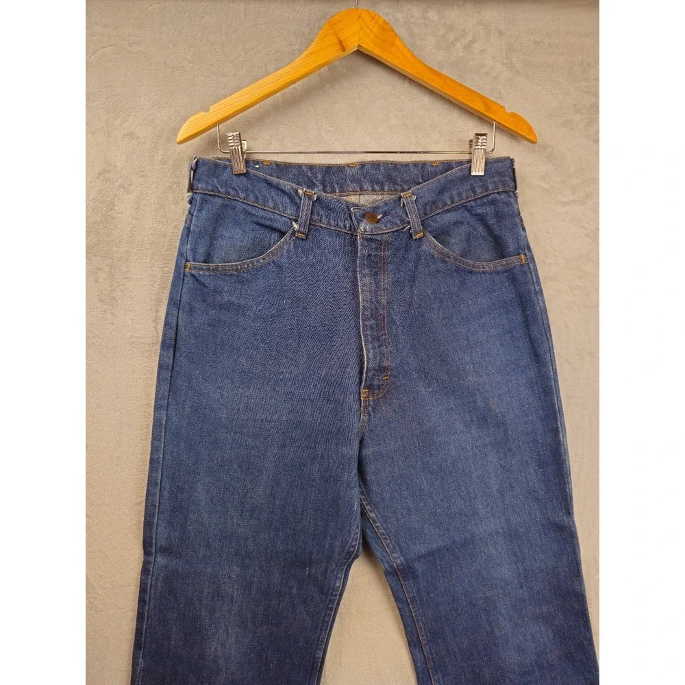 Men's Vintage 70's Sears Jean Joint Flared Bootcut Denim Blue Jeans 32x29 Hemmed